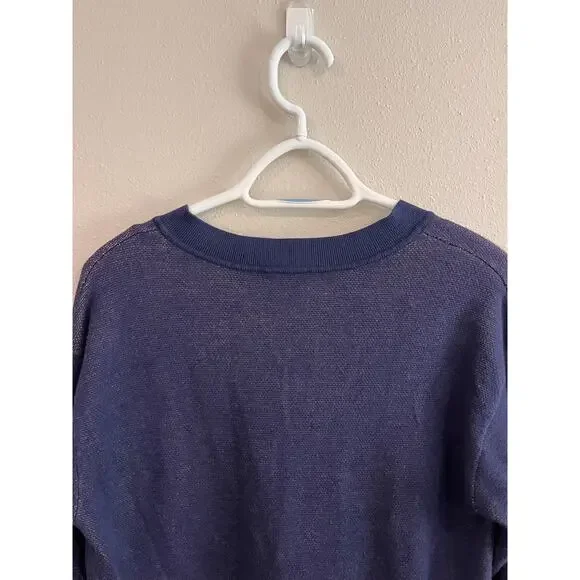 Jones New York Signature Dog Sweater Navy V Neck Knit Pullover Womens Med - Picture 7 of 7